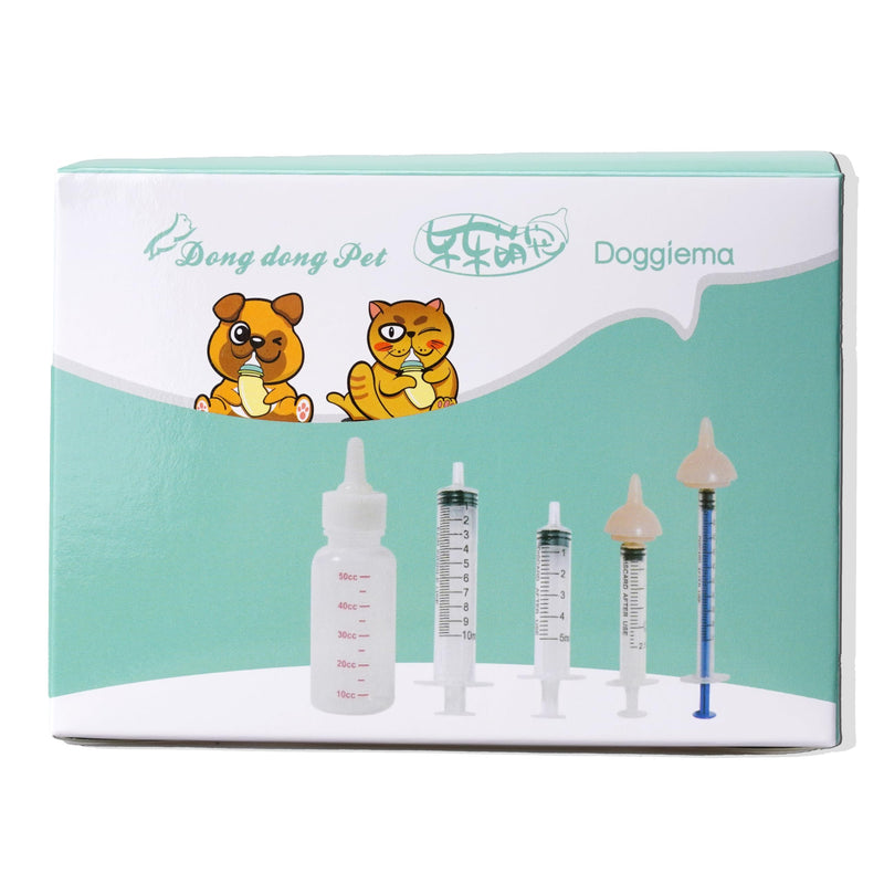 Feeding Silicone Nipple and Syringes for Newborn Kittens, Puppies, Rabbits, Small Animals Dongdong pet (1 Bottle+2 Mini Pink Nipples+4 Syringes) 1 Bottle+2 Mini Pink Nipples+4 Syringes - PawsPlanet Australia
