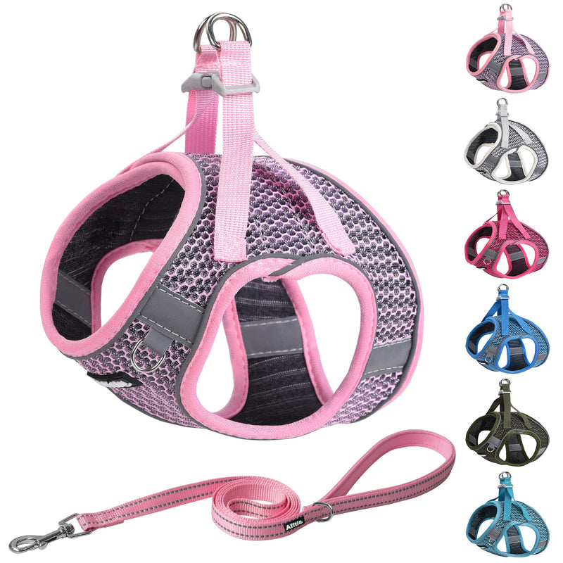 AIITLE Dog Harness with Leash Set - All Weather Breathable Mesh, Reflective Stripes, Adjustable Escape Proof Pet Outdoor Harnesses for Medium Dogs Pink M M(Chest: 16 - 18") - PawsPlanet Australia