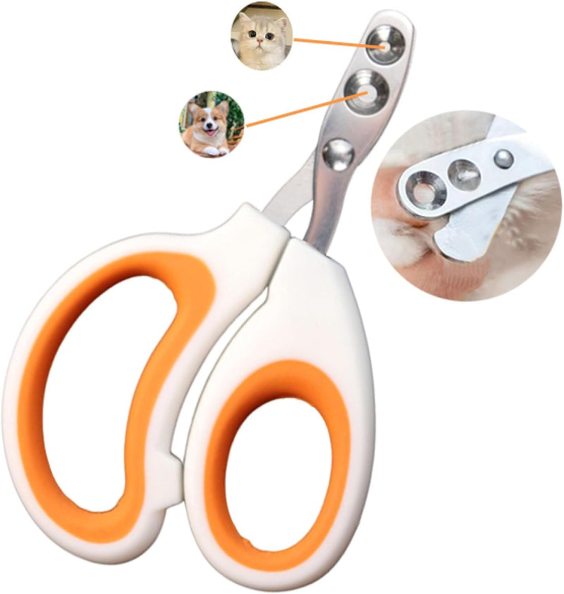 Newly Upgraded Design Cat&Dog Nail Clipper with Two Circular Cutting Holes of Different Size(2mm&4mm)-Avoid Over Cutting Pet Nail Clippers -Professional Paw Trimmer Set for Pet (Orange) Orange&black - PawsPlanet Australia
