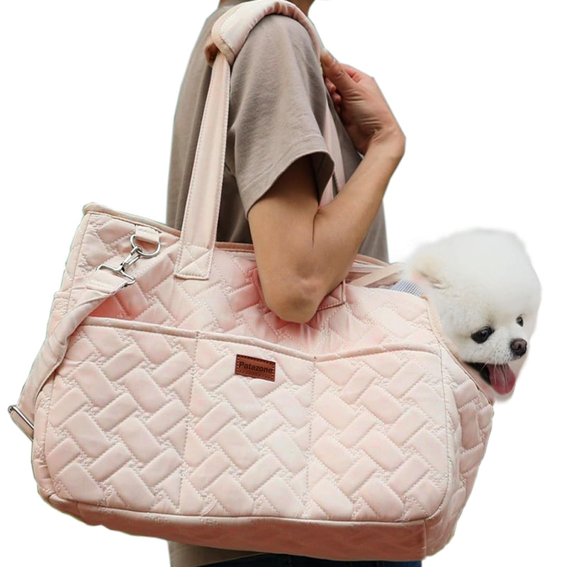 Small Puppy Purse Woman Bag,Cats/Puppy/Rabbits/BunnyCarrier Handbag with Multiple Pockets,Breathable Mesh Soft Cushion,Pets Travel Carriers Totes Picnic Outdoor 7-15lbs (Pink, Large) 16.0"L x 7.0"W x 12.0"H Pink1