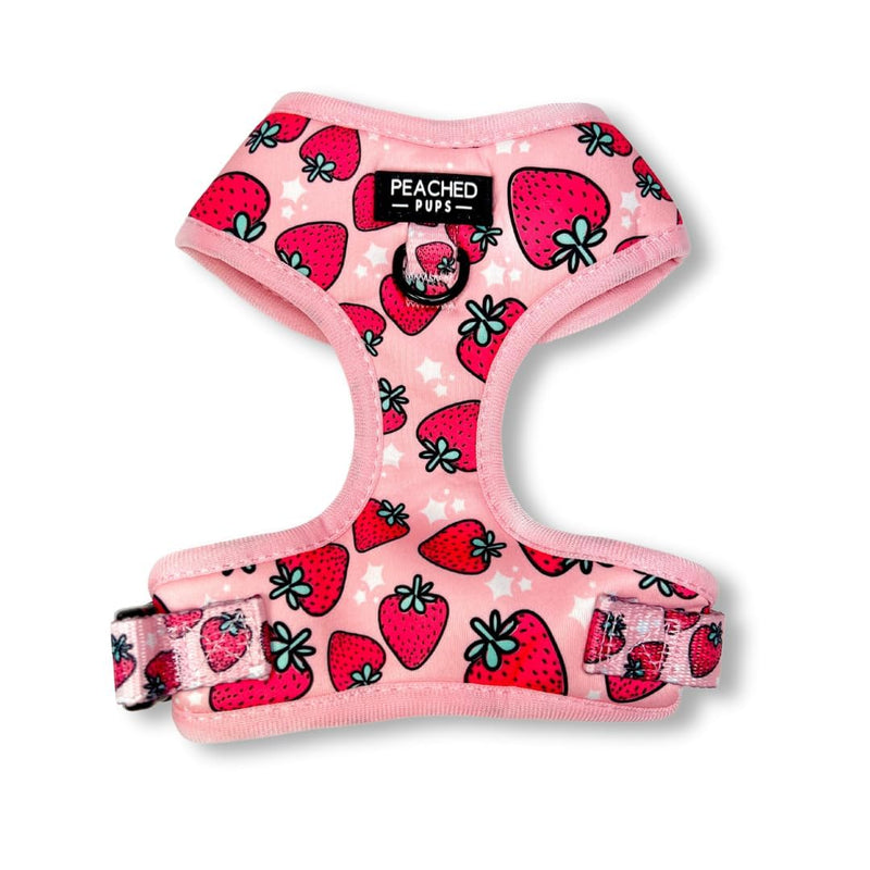Strawberry Dog Harness – Adjustable No Pull Pet Harness with Dual D-Rings – Cute Pink Summer Design for Small to Large Dogs (XS–L) – Soft, Breathable Mesh Strawberry