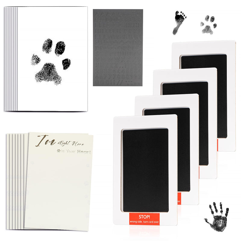 Inkless Paw Print Kit,Dog Paw Print Kit,Dog Nose Print Kit,Clean Touch Ink Pads and Imprint Cards,Pet Paw Print Impression Kit for Dogs Cats Footprint Keepsake Small-Medium 4 Pack Black - PawsPlanet Australia