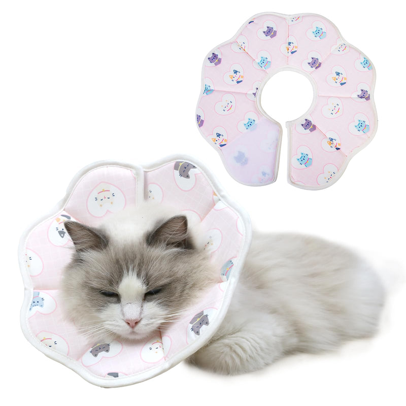 Soft Cat Recovery Collar,Adjustable Cat Cone,Cat Protective Cone Collar After Surgery,for Cats (Pink Love, M) Pink Love - PawsPlanet Australia