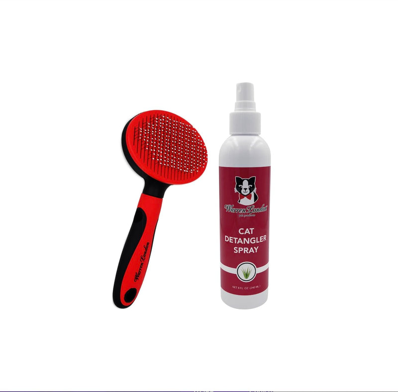 Warren London Cat Detangler Spray Bundle with Pin Brush for Matted Hair | Leave in Conditioner Pet Detangling Spray that Demattes & Refreshes | 8oz w/Pin Brush 8oz w/ Pin Brush - PawsPlanet Australia