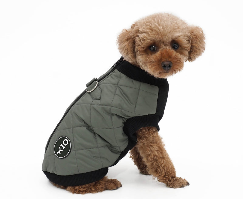 K10 Quiltee Coat - Warm Dog Coat with Leash Attachment - Water Resistant Jacket with Leash Ring - Built in D Ring Harness - Fleece Lined Vest - Lighter Than a Sweater - (XXXS,Olive Green) XXXS Olive Green - PawsPlanet Australia