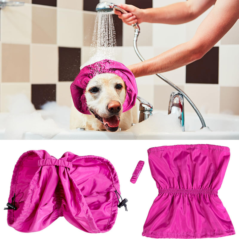 2 Pcs Waterproof Dog Shower Cap Dogs Snood 11.81" Dog Bath Cap with Adjustable Strap Dog Ear Covers for Bath Dog Rain Hat for Washing Raining Swimming Ear Prevention, Purple - PawsPlanet Australia