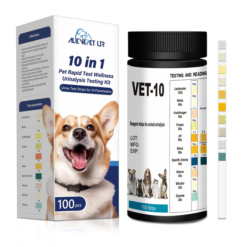 10-Parameter Urine Test Strips for Cat & Dog 10 in 1 UTI Test Kit Pets Rapid Diabetes Urinalysis Testing 100 Counts, 1 Pack 1 Count (Pack of 100) - PawsPlanet Australia