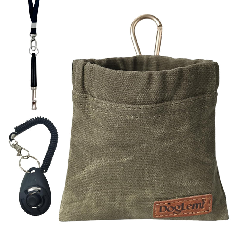 Dog Training Kit,Puppy Dog Treat Pouch Bag with Dog Clicker and Silent Whistle with Lanyard,Hands-Free Training Dog Treat Pouch,Includes Carabiner,for Pet Puppy Travel or Outdoor Use(Green) Green - PawsPlanet Australia