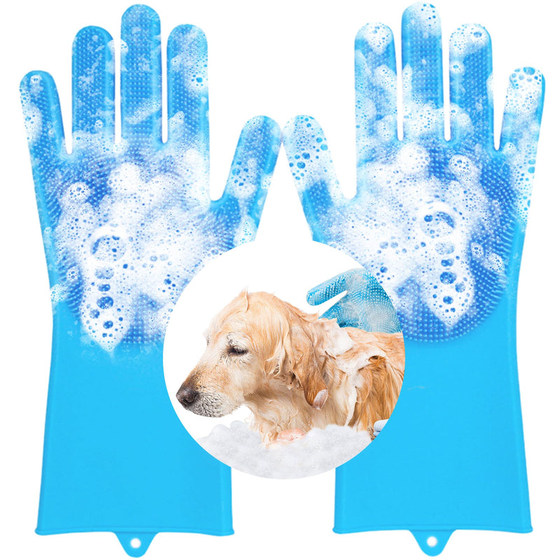 Pet Washing Gloves - Dog and Cat Shampoo Bathing Gloves, High Density Bristles Washing Brush, Heat Resistant Cleaning Gloves, Gentel Grooming and Massage Scrubber for Dogs, Cats, Horses, and Rabbits - PawsPlanet Australia