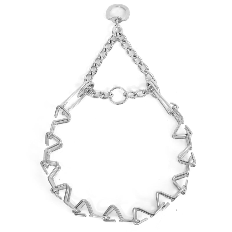 Stainless Steel Curved Prongs Dog Training Collar Adjustable Pet Pinch Collar for Dogs with The Swivel Ring 22in x 3.0mm (Neck Size up to 18in) M/L New M/L(18-23"Neck, 3.0mm) - PawsPlanet Australia