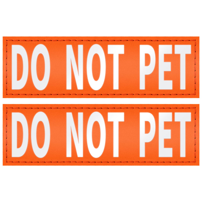 IronSeals Set of 2 Reflective Dog Vest Harness Patches, Removable Do Not Pet Patches with Reflective Printed Letters for Emotional Support Therapy Dog Vest Harness Collar or Leash Do Not Pet (2 Pack Orange) L: 5.9"x2"/15cmx5cm - PawsPlanet Australia