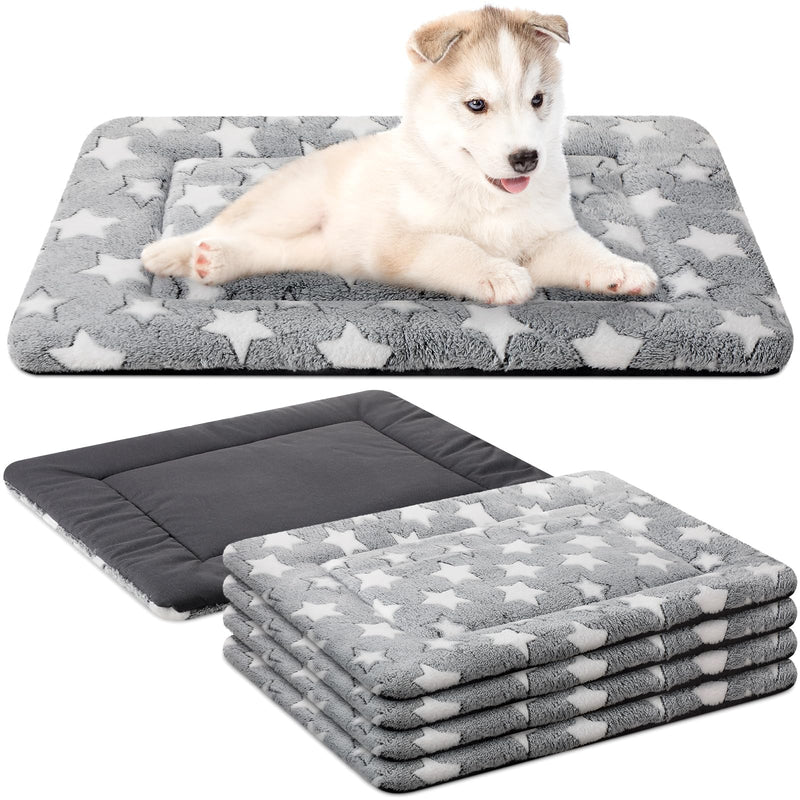 VitalCozy 4 Pcs Dog Crate Pads, Ultra Soft Warm Washable Anti-Slip Kennel Bed Mat for Pets, Reversible, Replaceable, Cozy Cage Liner for Small Medium Large Dogs and Cats(18 x 24 x 1.6 Inch,Gray) 18 x 24 x 1.6 Inch Gray - PawsPlanet Australia