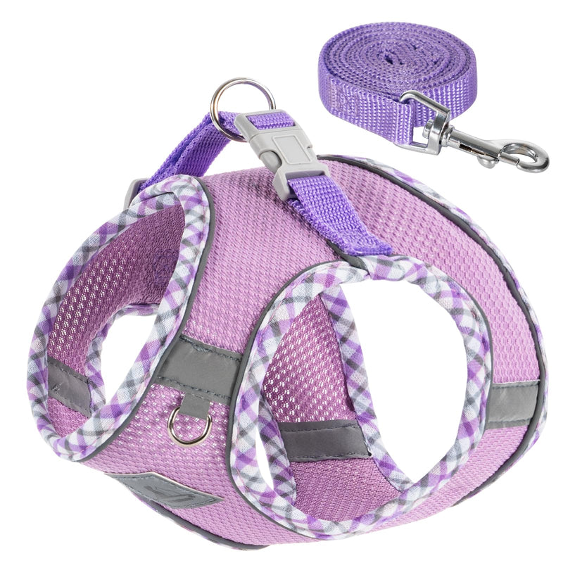 Dog Harness and Leash Set, No Pull Pet Harness for Small Dogs Easy Walking,Soft Breathable Small Dog Harness,Adjustable Reflective Step in Vest Harness for Puppy,Kitten, Cats Medium purple - PawsPlanet Australia
