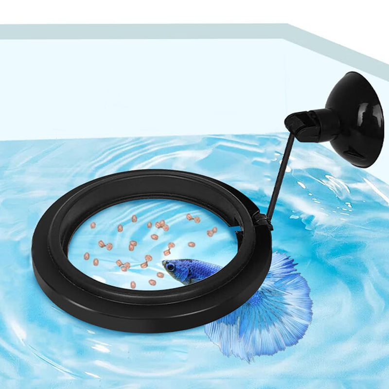 Fish Feeding Ring, Fish Safe Floating Food Feeder Circle Blue, with Suction Cup Easy to Install Aquarium, Square and Round Shape Fish Tank Towels - for Guppy, Betta, Goldfish, Etc (1 circle) 1 circle - PawsPlanet Australia