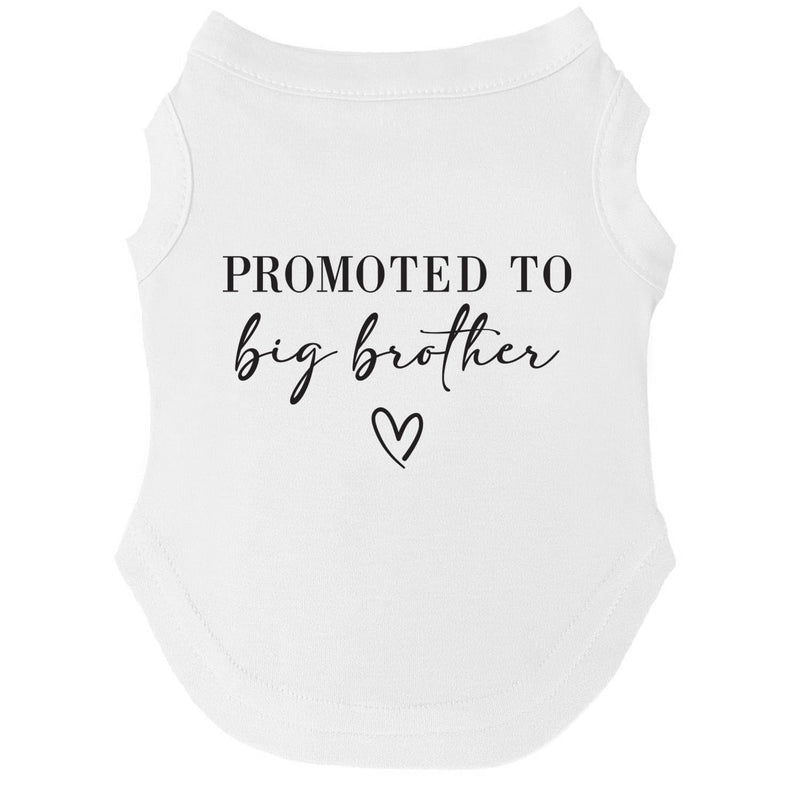 Promoted to Big Brother Boho Dog Tee Shirt | Sleeveless | Pregnancy Announcement | New Baby | Gender Reveal | Photoshoot (White, 4X-Large 691) White - PawsPlanet Australia