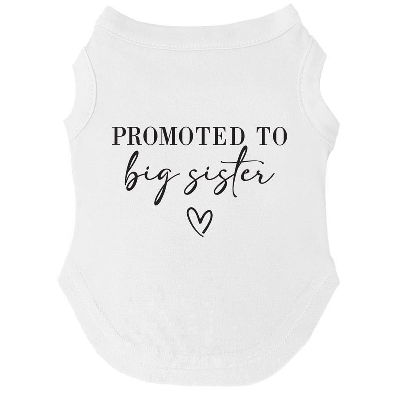 Promoted to Big Sister Boho Dog Tee Shirt | Sleeveless | Pregnancy Announcement | New Baby | Gender Reveal | Photoshoot (White, Small 692) White - PawsPlanet Australia