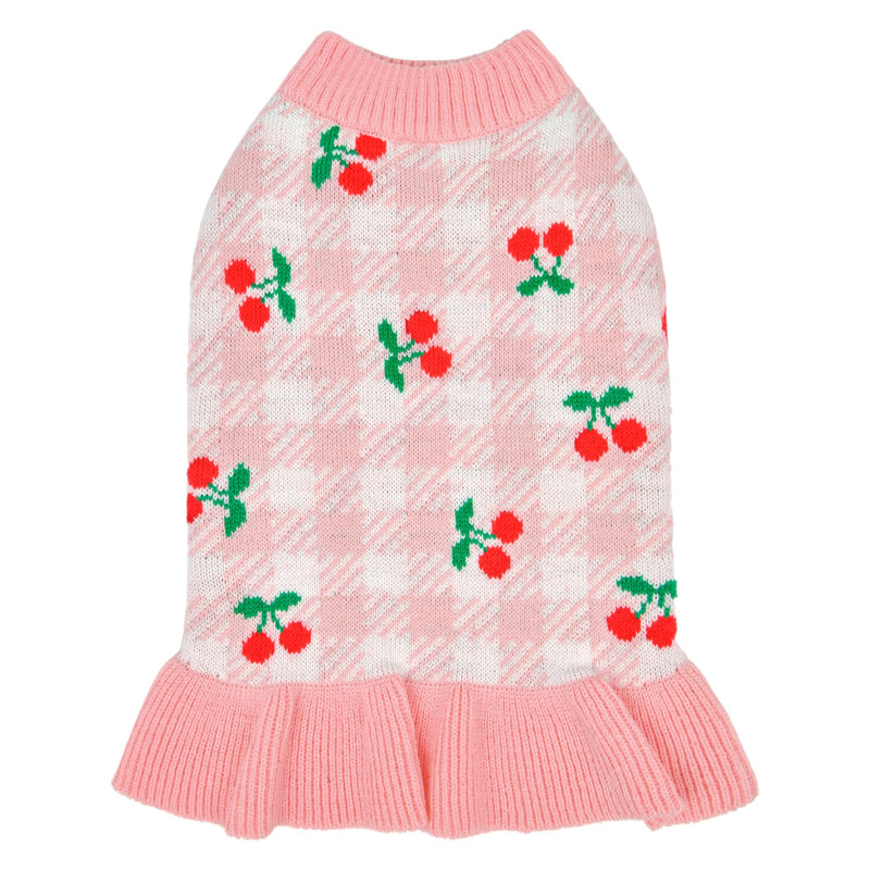 Puppia Rio Dog Knit Dress Winter Season for Small and Medium Dogs, Light Pink, Large