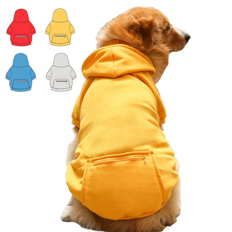 Dog Hoodie for Small Medium Large Dogs,Fleece Hoodie for Dogs with Zipper Pocket,Fall Winter Dog Sweatshirts Hoodie for All sized Dogs(5XL,Yellow) Yellow 5XL - Bust 36", 55~90lbs - PawsPlanet Australia