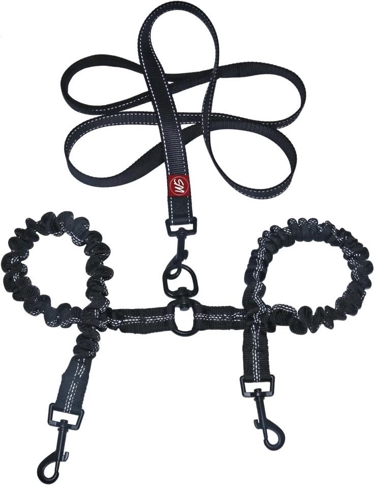 Double Dog Leash Dog Walking Essentials No Tangle Dog Walking Leash for Two Dogs Shock Absorbing Bungees Ideal for Camping Road Trips Beach Essentials & Training for Small Medium & Large Dogs 5-130lbs - PawsPlanet Australia