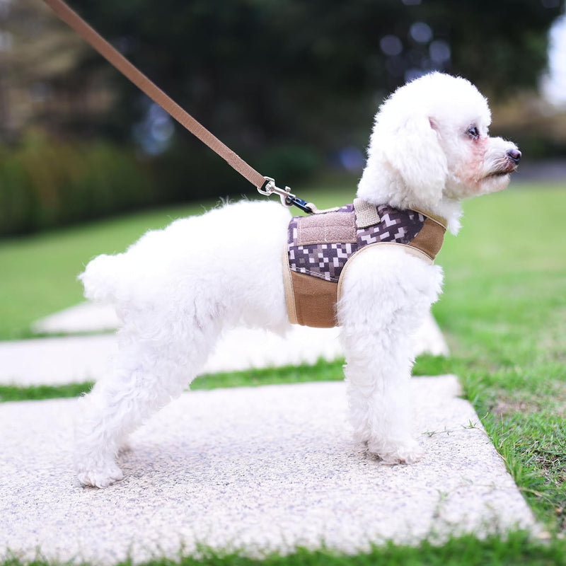 Tactical Small Dog Harness and Leash Set Small Pet Harness for Winter, Adjustable Soft Padded Dog Vest for Chihuahua, Poodle, Yorike, Maltese Under 5LBS, Desert Camo Camouflage Small (under 4. 5lbs) - PawsPlanet Australia
