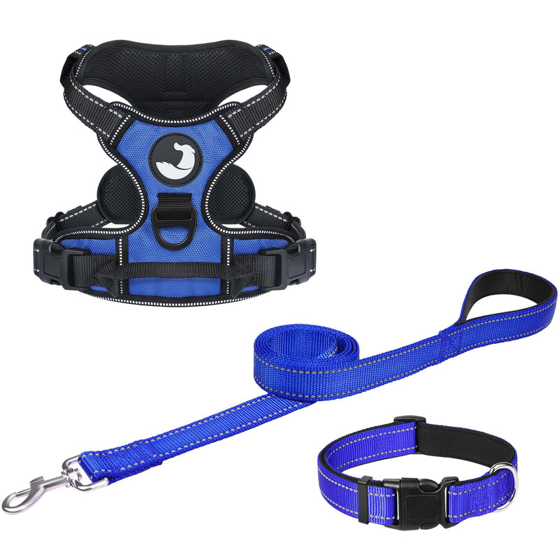 Joytale Dog Harness (Chest: 14-28"), Dog Collar and 6FT x 1" Wide Dog Leash Set, Reflective Padded Nylon Collar and Leash, Adjustable Soft Harness with Handle for Dogs - PawsPlanet Australia