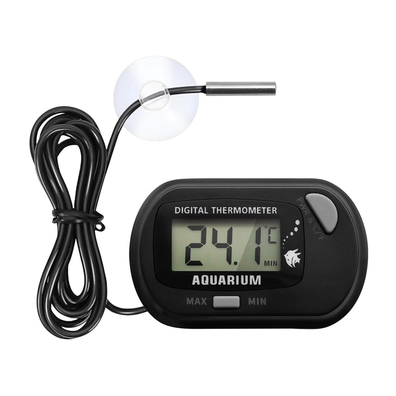 Fish Tank Digital Thermometer Aquarium Thermometer Reptile Thermometer Water Thermometer with MAX/MIN LCD Display Terrarium Water Temperature Test Aquarium Temperature Measurement (1, Grey, M) - PawsPlanet Australia