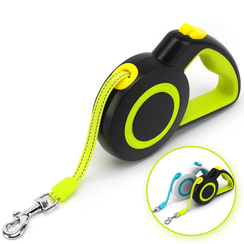 16Ft Retractable Dog Leash Lightweight Leash for Small Medium Dogs/Cats Up to 44lbs,One-Handed Brake,Stainless Steel Spring,Featuring Reflective.(Black-Yellow) Black-yellow - PawsPlanet Australia