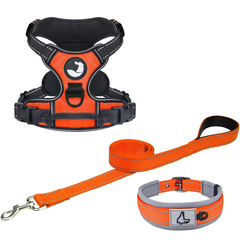 Joytale Dog Harness (Chest: 12-28"), Dog Collar and 6FT x 1" Wide Dog Leash Set, Reflective Neoprene Padded Collar and Leash, and Adjustable Soft Harness with Handle for Dogs - PawsPlanet Australia