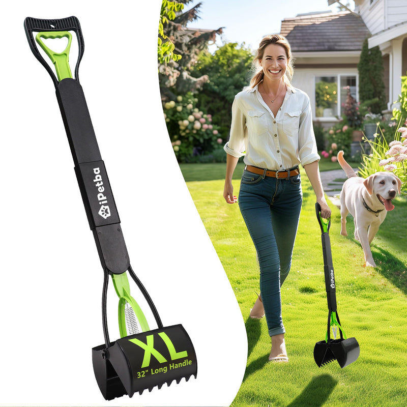 32" Pooper Scooper for Large Dogs Long Handle Dog Poop Scooper for Yard Gravel Dirt Grass No Bending Foldable Dogs Poop Picker Upper 1-Pack - PawsPlanet Australia