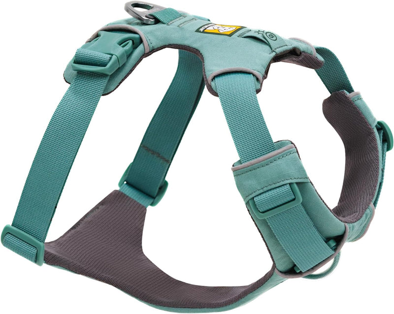 Ruffwear, Front Range Dog Harness, Reflective Soft Padded Everyday Harness with Dual Leash Clips, Adjustable and Lightweight Fit for Training or Walking for All Dogs, River Rock Green, Medium - PawsPlanet Australia