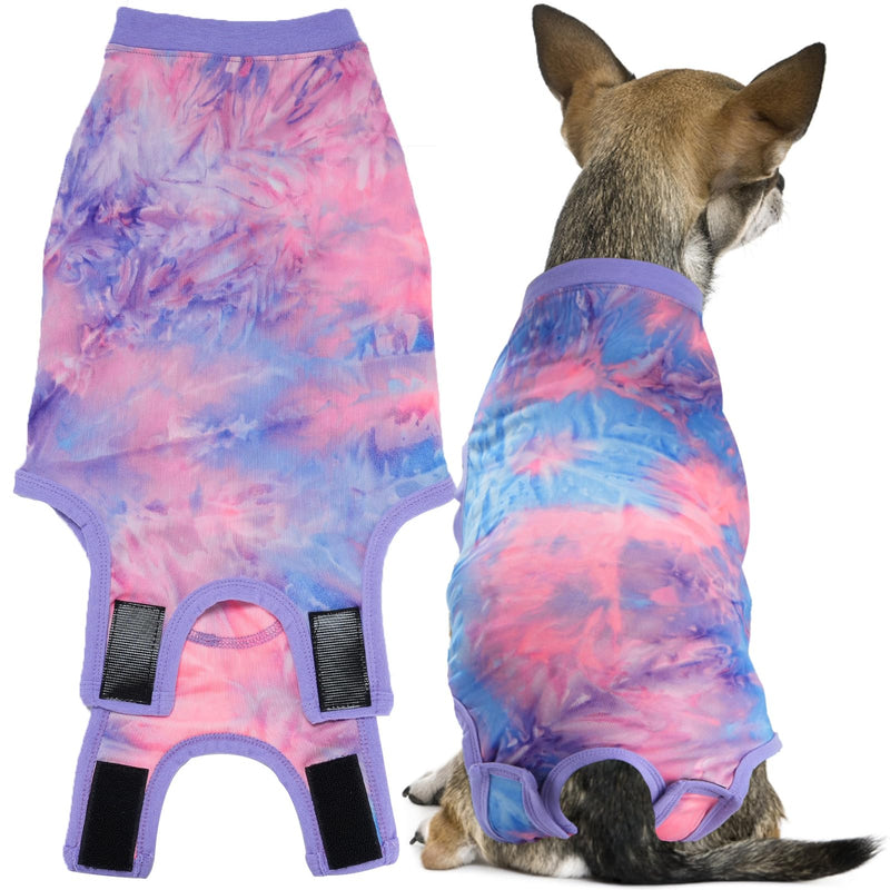 Dog Surgical Recovery Suit, After Spay Abdominal Wounds Post Surgical Suit for Dogs Female Male Dog Onesies, Anti Licking Breathable Dog Shirt for Small Large Dogs, Dog Surgery Collar Alternatives XXL（Back length 22.4", Chest 25.6"-27.6"） Pinkblue - PawsPlanet Australia