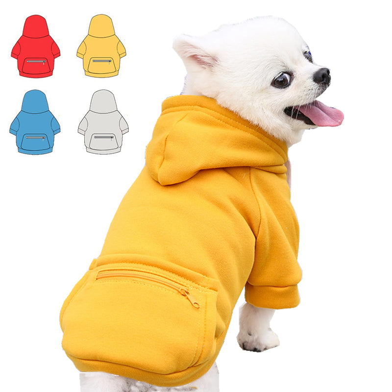 Dog Hoodie for Small Medium Large Dogs,Fleece Hoodie for Dogs with Zipper Pocket,Fall Winter Dog Sweatshirts Hoodie for All Sized Dogs(XL,Yellow) Yellow XL - PawsPlanet Australia