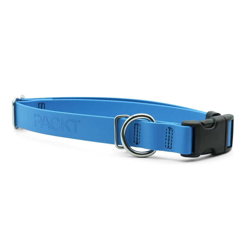 PACKT - Endeavor X3 Waterproof Dog Collar | Made in USA, Odor Proof, 100% Waterproof | Leather-Like Biothane Dog Collar |Rust-Proof Stainless Steel Hardware | 2-Year Chew-Warranty | Pacific-Medium M: [1" x 14"-19"] - PawsPlanet Australia