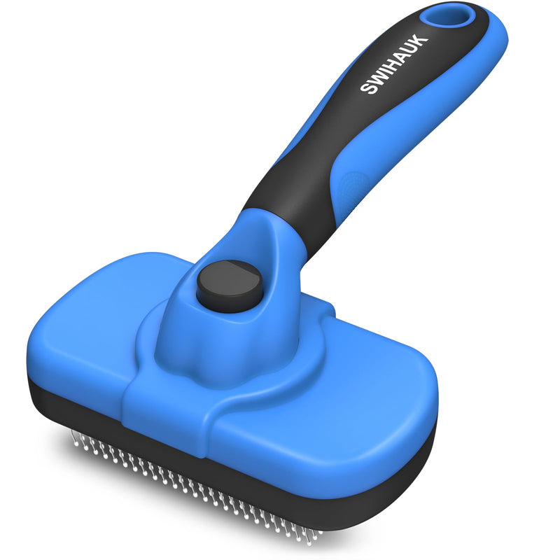 Self Cleaning Slicker Brush for Dogs & Cats, Skin Friendly Grooming Cat Brush, Dog Brush for Shedding, Deshedding Brush, Hair Brush Puppy Brush for Haired Dogs, Pet Supplies Accessories, Blue - PawsPlanet Australia