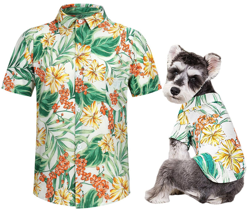 Hawaii Dog Shirt, Pet Summer T-Shirts Dog Style Floral Breathable Cool Clothes Hawaiian Shirts for Small Dogs and Cats Owner and Pet Shirts are Sold Separately 4XL-(65.1-85lb)-Chest~37.7" for Pets Yellow Only for Pets - PawsPlanet Australia
