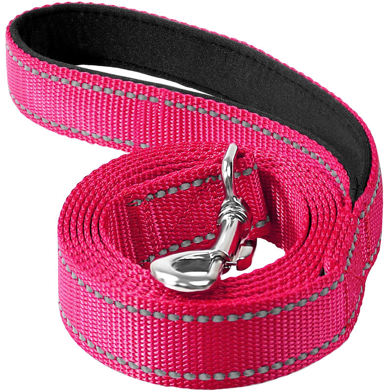 6FT Reflective Nylon Dog Leash with Soft Padded Handle for Walking, Running and Training, Supports Small Medium and Large Dogs (Hotpink, 3/4Inch Wide) 3/4"*6' Hot Pink - PawsPlanet Australia