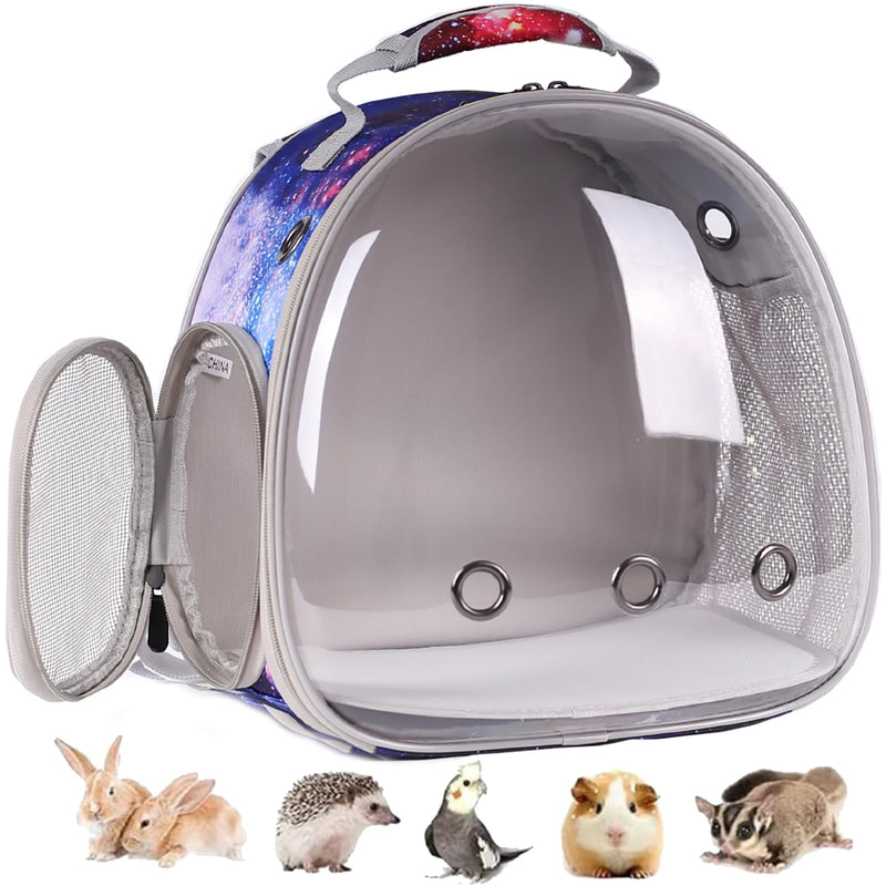 Guinea Pig Carrier Backpack, Bearded Dragon Backpack, Reptile Lizard Clear Space Capsule Bubble Astronaut Window Backpack Carrier for Bunny Hedgehog Rabbit Hamster (Galaxy Blue) Galaxy Blue - PawsPlanet Australia