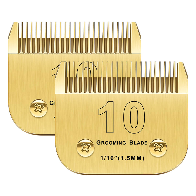 2PCS 10 Blades Dog Grooming Blades Compatible with Andis/Oster A5/Wahl KM-10 Series Dog Clippers Replacement Blades,Detachable Dog Clipper Blades(Gold 10#/2PCS) Gold 10#/2pcs - PawsPlanet Australia