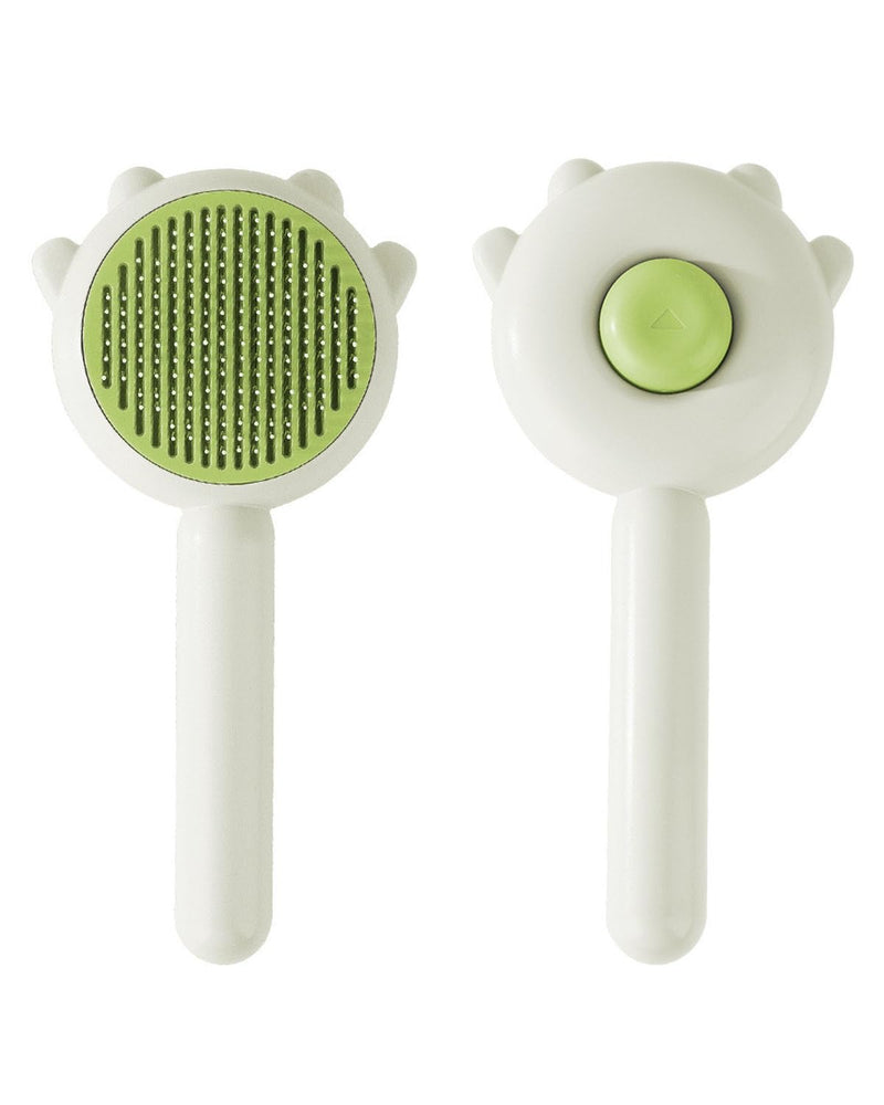 Cat Brush, Gemnbo Cat Brush with Release Button, Dog Brush for Shedding Self Cleaning with 140° Bent Curved Massage Needles, Pet Grooming Kit for Cats and Dogs Green - PawsPlanet Australia