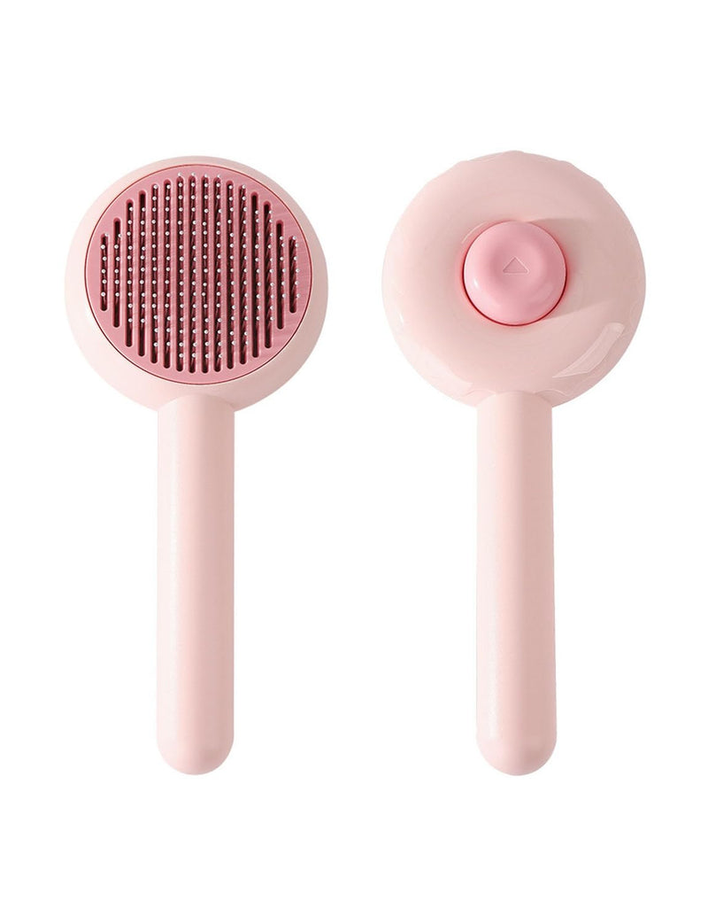 Cat Brush, Gemnbo Cat Dog Bursh for Shedding with Release Button, Deshedding Brush for Cats and Dogs at Home with Waterproof 140° Bent Curved Massage Needles Pink - PawsPlanet Australia