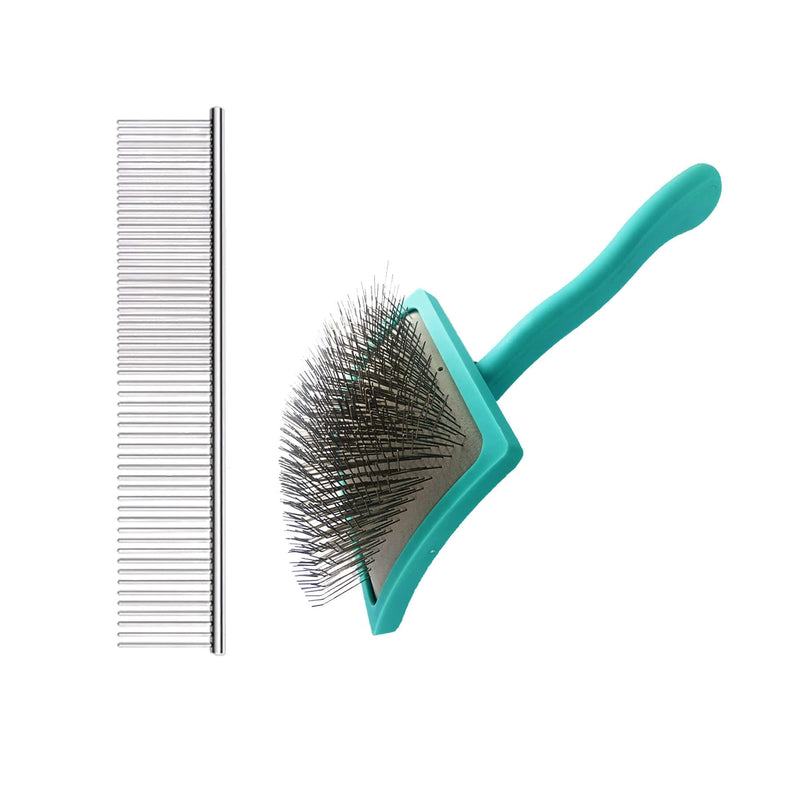 Extra Long Pin Dog Grooming Brush Haired Dogs & Pet Comb Value Kit,Dog Brushes for Goldendoodle, Labradoodle, Poodles - Pet Hair Brush for Medium & Long Haired Dogs-31mm pins - PawsPlanet Australia