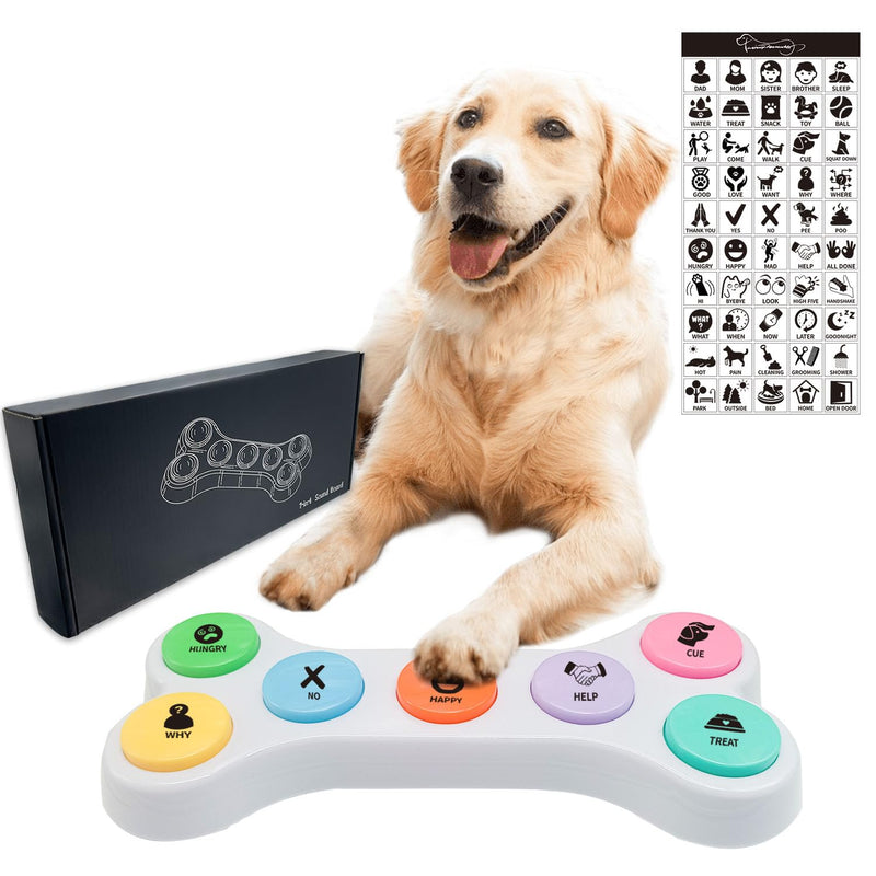 RIBOSY Dog Buttons for Communication, 7 in 1 Dog Talking Button Set, Recordable Training Buzzers for Dogs with 50 Scene Stickers (Battery Included) 7 In 1 Dog Buttons Set - PawsPlanet Australia