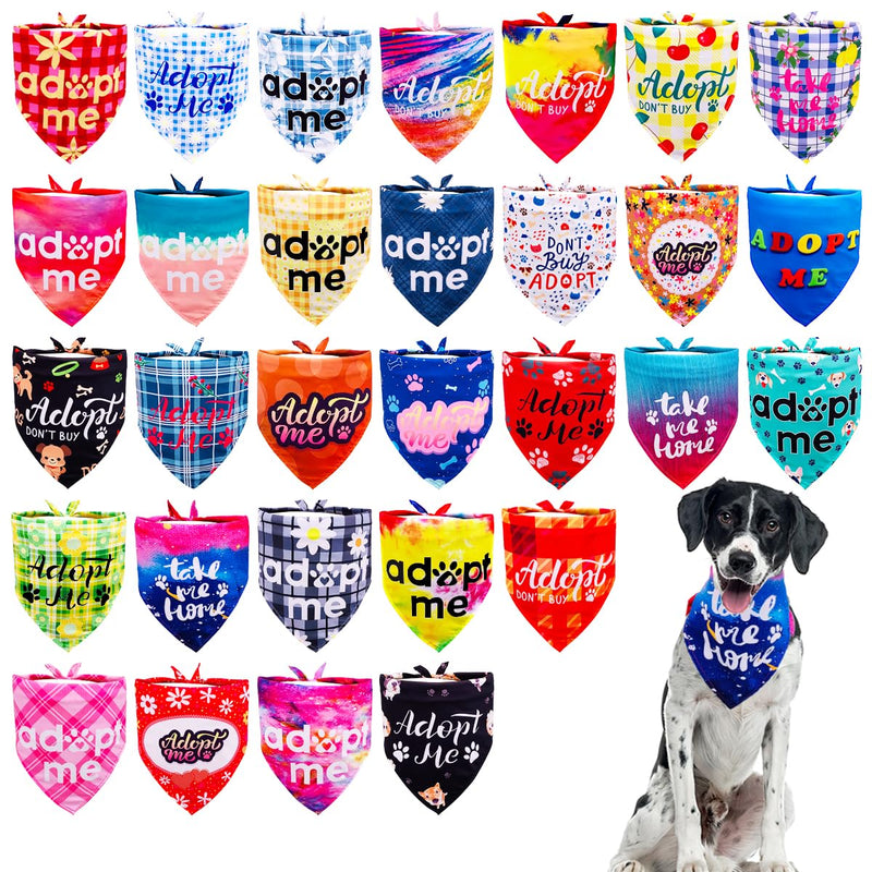 30Pcs/Pack Adopt Me Dog Bandanas Bulk Stitching Hemming Selvedge Sewing Scarves with Paw Print for Large Extra Large XL XXL Foster Animals to Look for Homes or Adoption Large/Extral Large