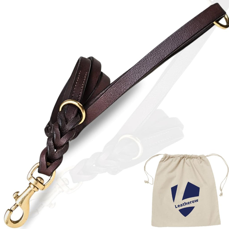 Dog Leash | Heavy Duty Leather Training Leashes, Solid Brass Connector Snaps and Two Rings (Dark Brown, 6 Ft) Dark Brown - PawsPlanet Australia