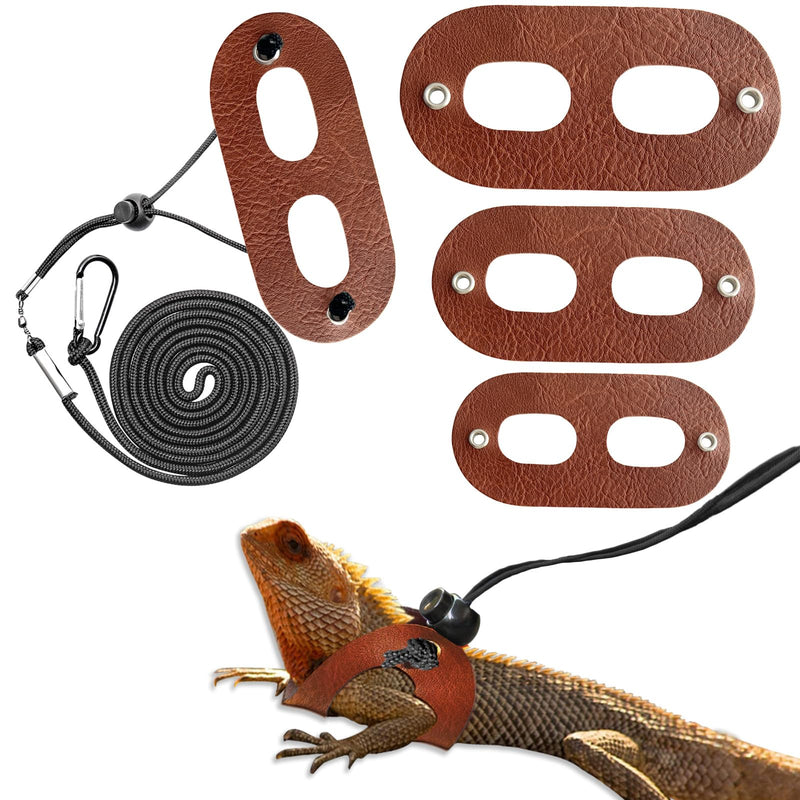 Lizard Adjustable Harness Leash,Bearded Dragon Harness Leash Set for Guinea Pig,Chameleon and Other Small Animal,Outdoor Used (Leather, Brown) Leather - PawsPlanet Australia
