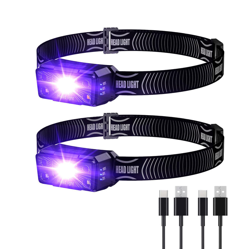 SEVENKA 2 UV Headlamp Flashlight Black Light, Rechargeable LED Hand Free Mini UV Blacklight 395nm Head Light with White & Ultraviolet Light, Detector for Pet Dog/Cat Urine Stains,Bed Bug,Scorpions - PawsPlanet Australia