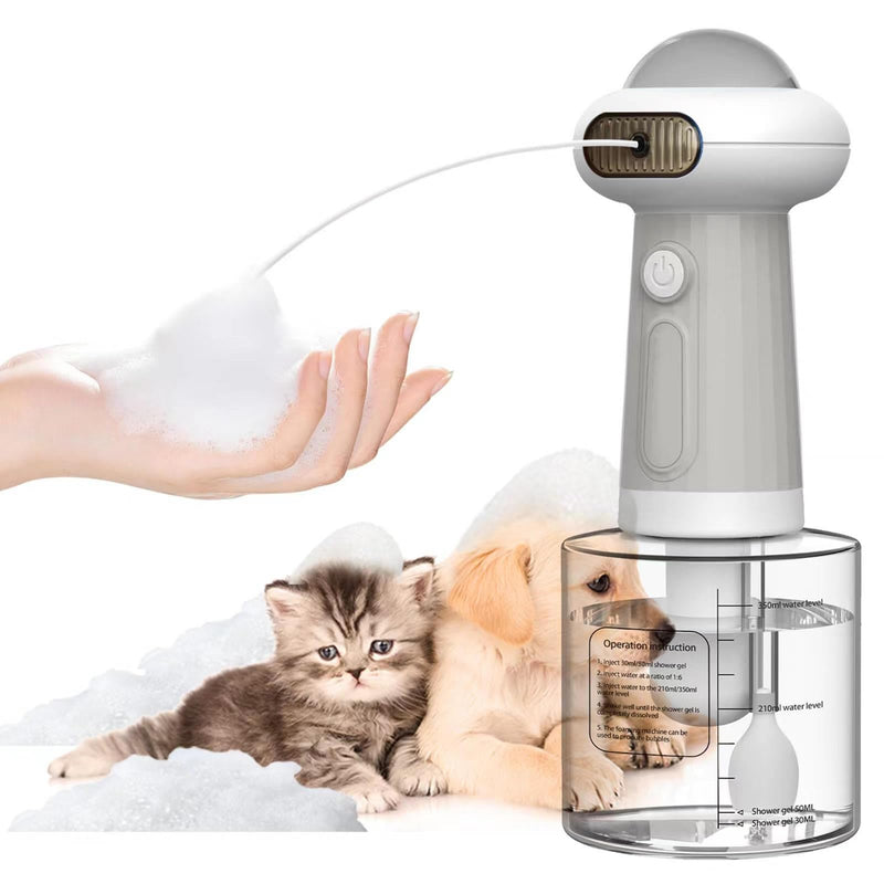 Electric automatic Cat Foam machine - 1200mA Battery, 350ml Capacity, IPX7 Waterproof, Magnetic Charging, Large Foam Production for Cats/Dogs/Pets and Household Cleaning (grey) grey - PawsPlanet Australia