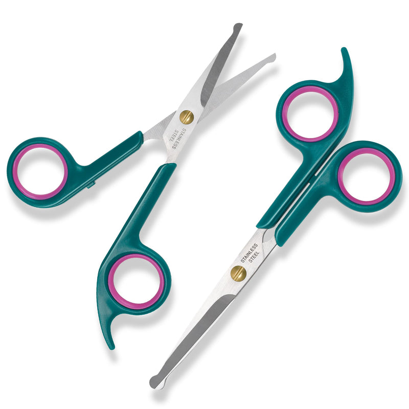 Professional Dog and Cat Grooming Scissors, Pet Grooming Shears, Sharp Stainless Steel Blade With Round Tips - Safety Fur Trimming for Dogs, Cats, Horses (Set of 2) - PawsPlanet Australia