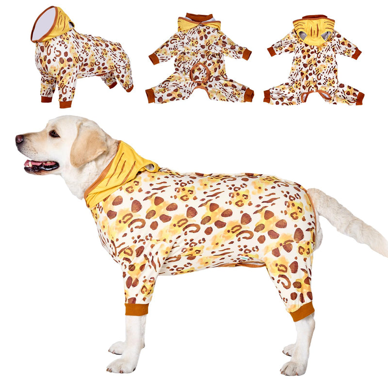 LovinPet Dog Recovery Suit for Large Medium Dogs - Dog's Bodysuit Wound Protective Surgical,E-Collar Alternative Recovery Snugly Suit for Abdominal Wounds After Surgery Anti-Licking,Tiger,Yellow,M Brown collar/Yellow - PawsPlanet Australia