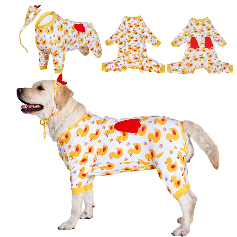 LovinPet Dog Recovery Suit - Medium Large - Dog Bodysuit for Abdominal Wound After Surgery Anti Licking Abdominal Wound Surgical Clothes Post-Operative Vest E-Collar Alternative,Duck,Yellow,M Red collar/Yellow - PawsPlanet Australia